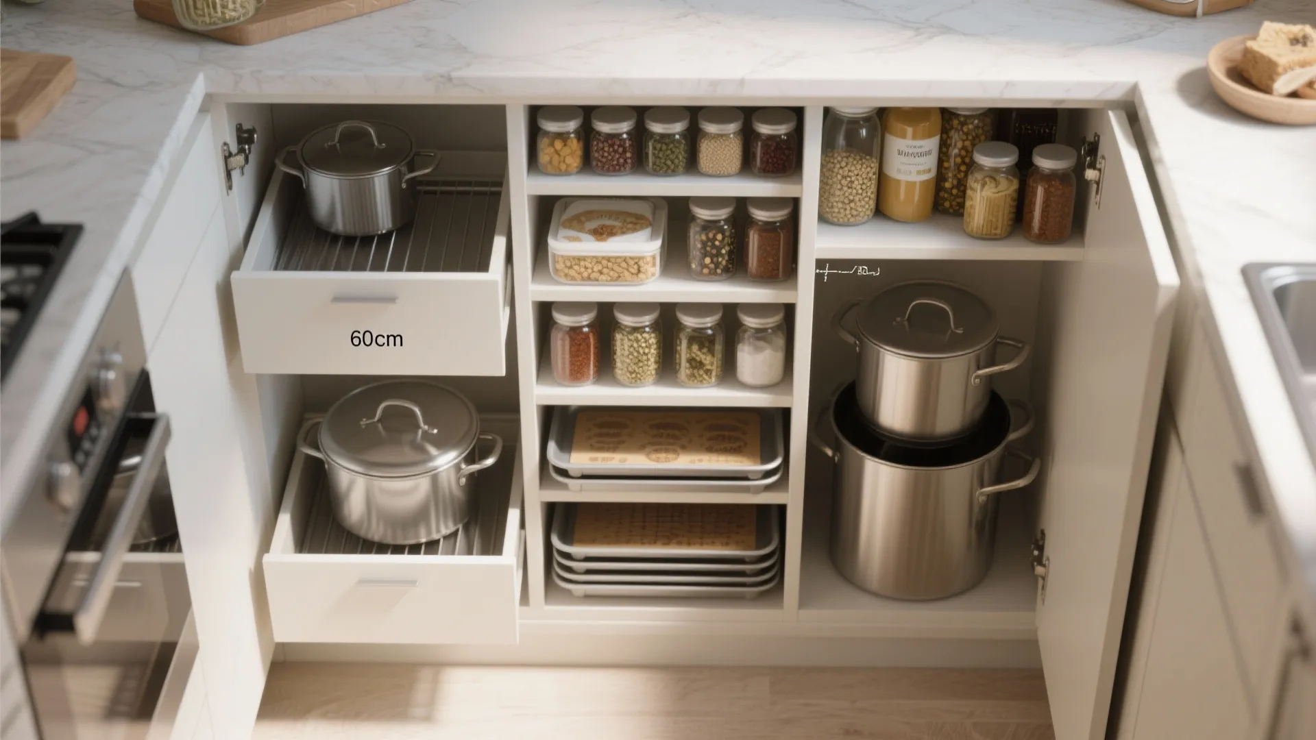 Smart storage: from tall pantry to toe-kick drawers