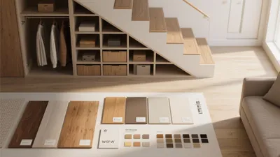 Smart Stair Storage Design with Warm Wood Tones