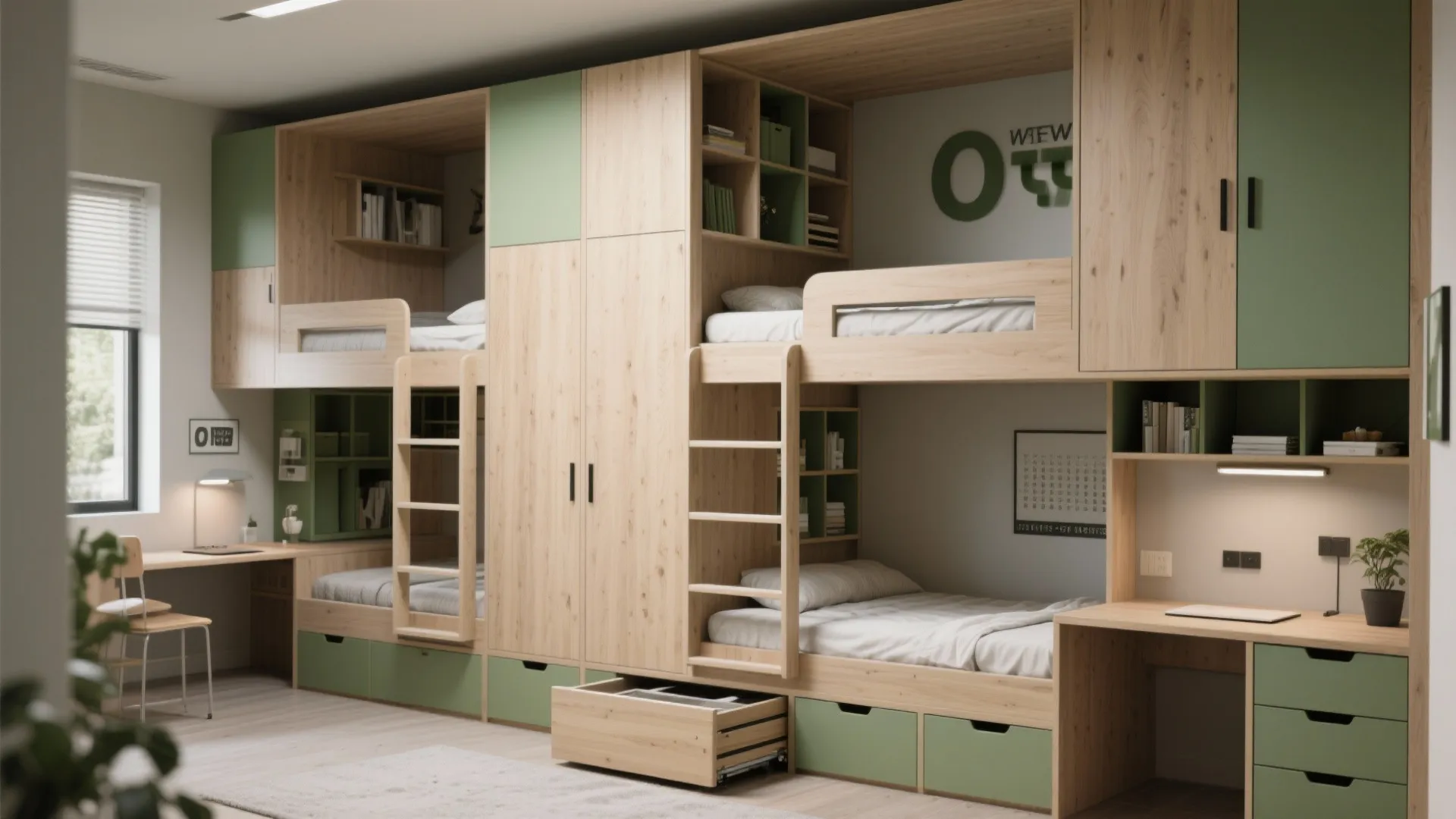 4. Storage-focused bunks with modular units