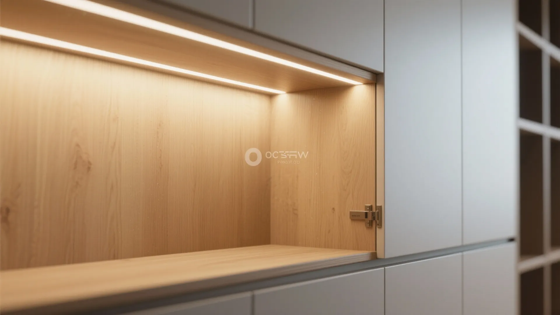 Built-in storage wall that doubles as decor