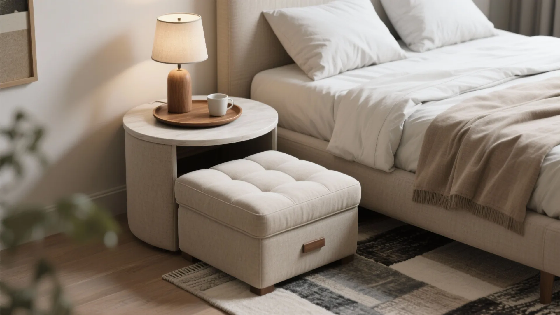3. Ottoman with hidden storage for dual function