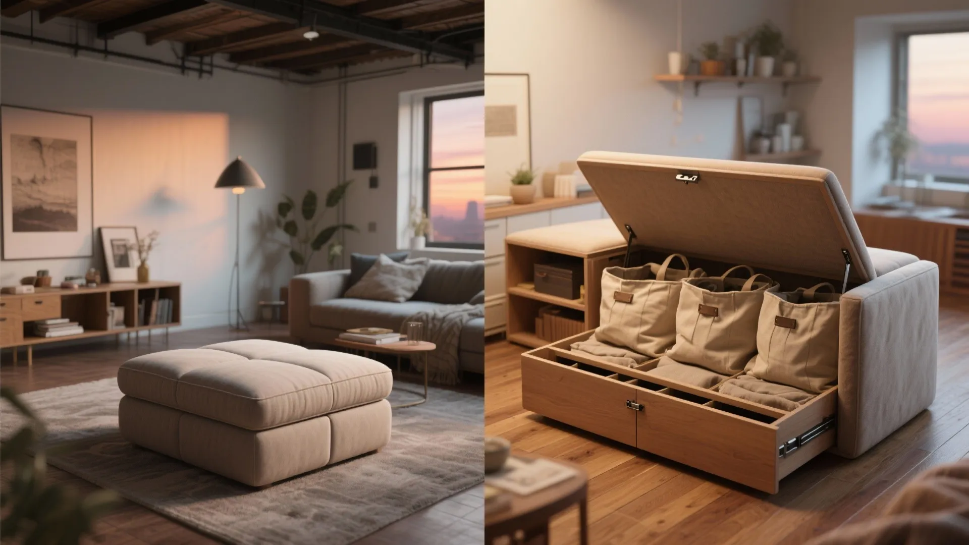 5. Multipurpose Seating or Ottomans with Hidden Storage