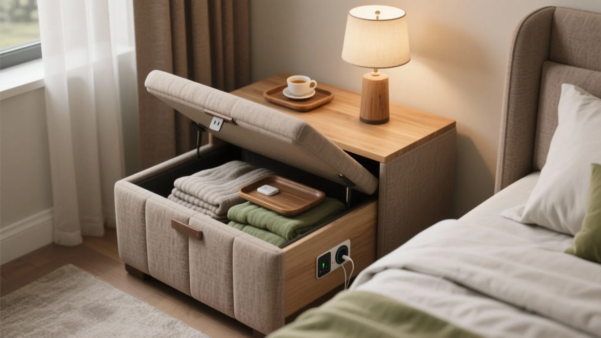 4. Storage ottoman or stool