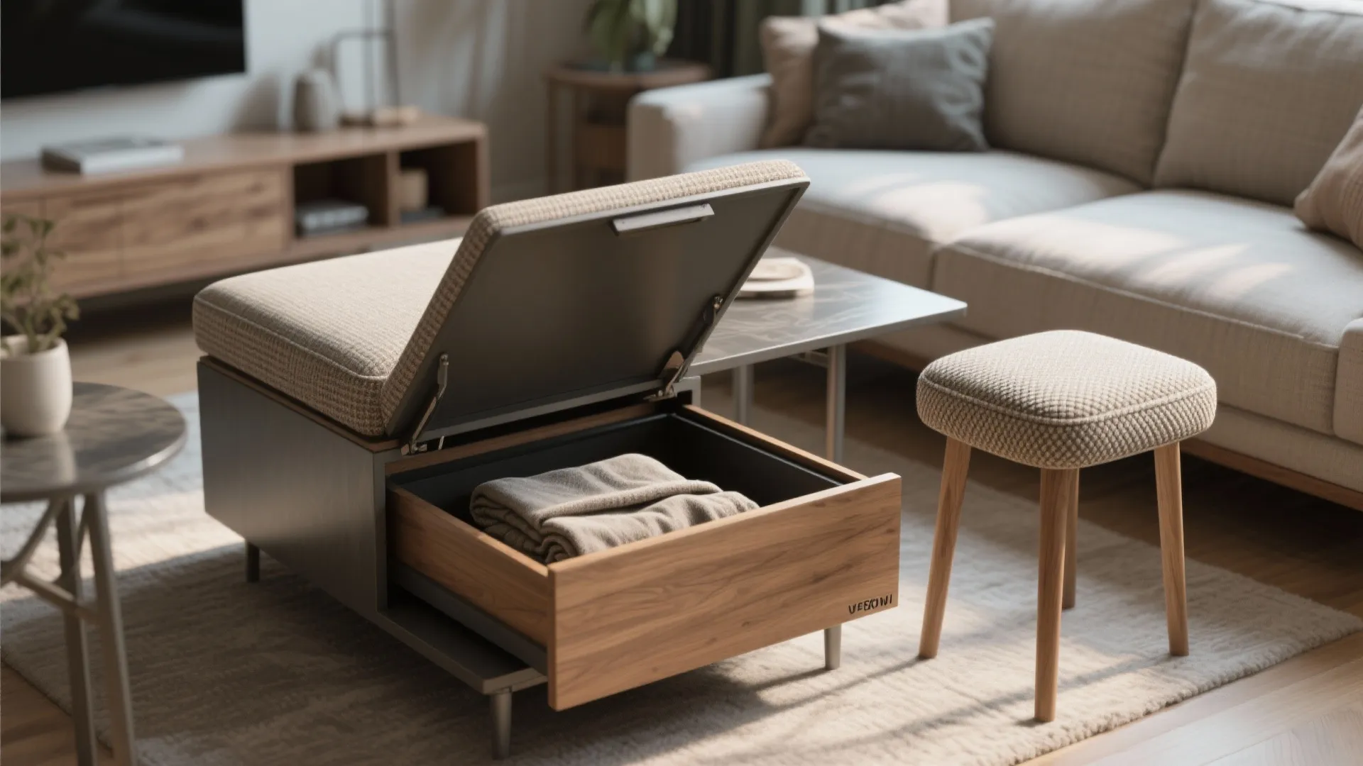 Multi-functional tables and hidden storage
