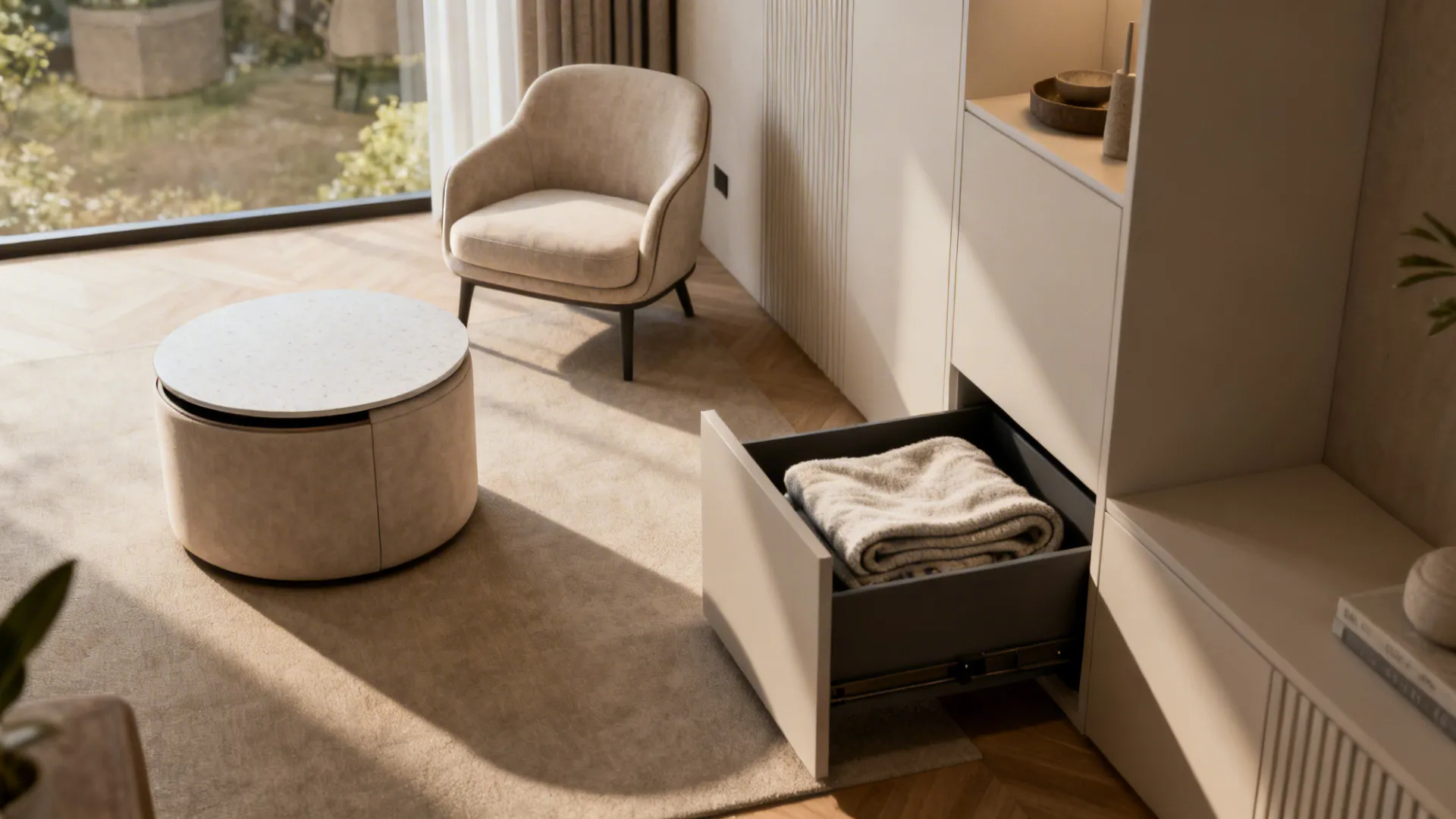 2. Use multipurpose furniture as anchors