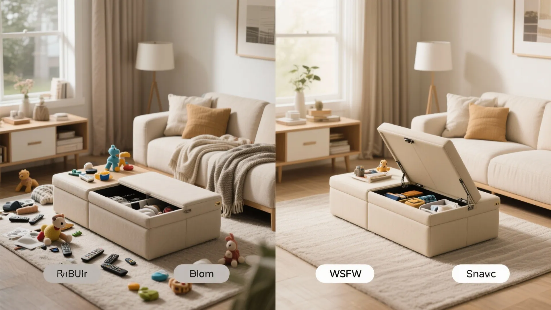 Storage ottoman to declutter fast