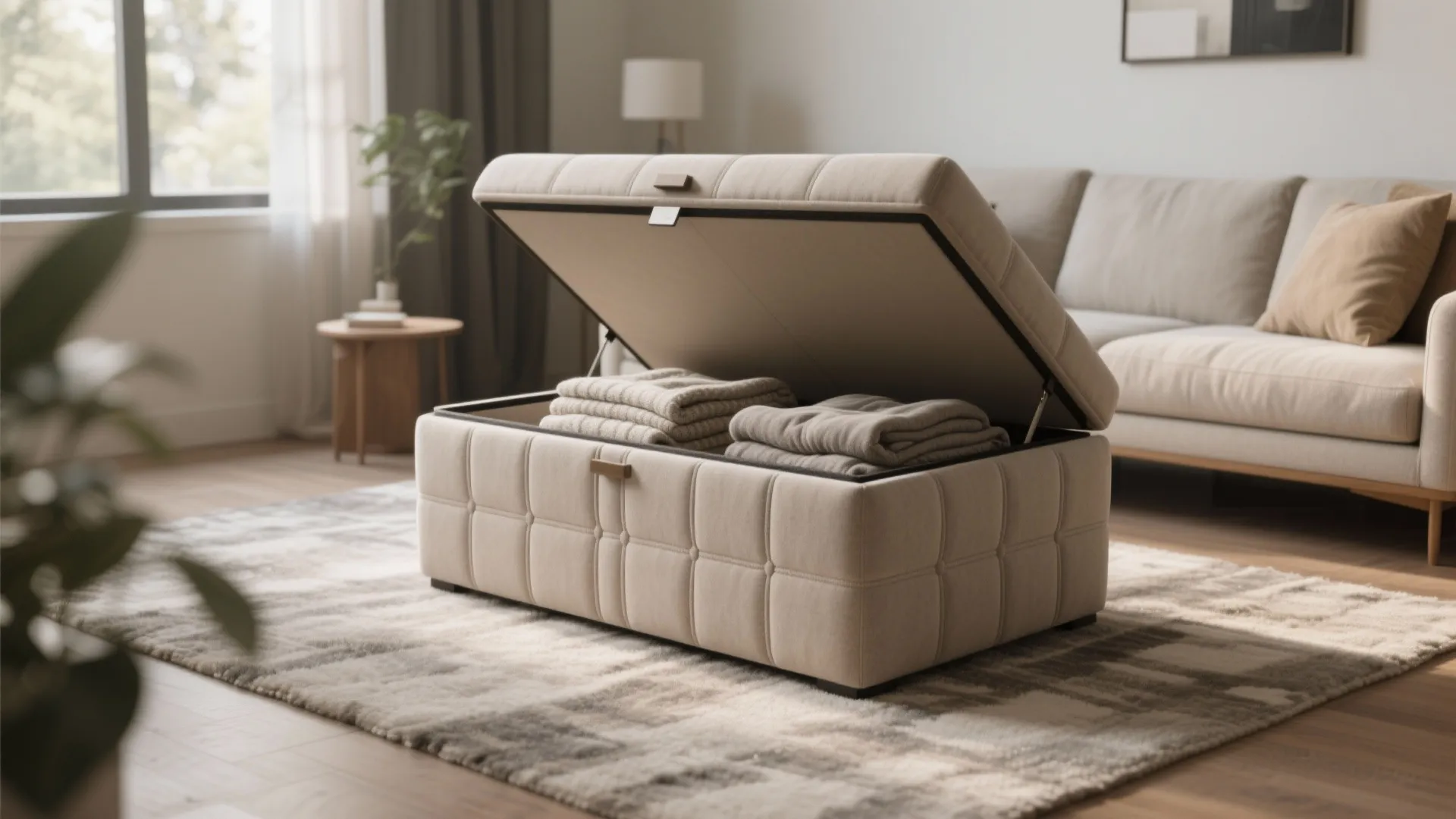 2. Storage Ottoman with Hidden Compartment