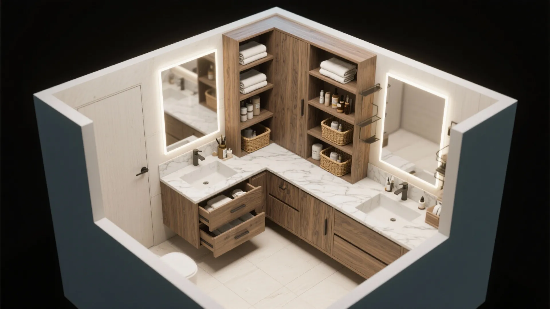 3. Double Duty: Integrated Storage + Vanity