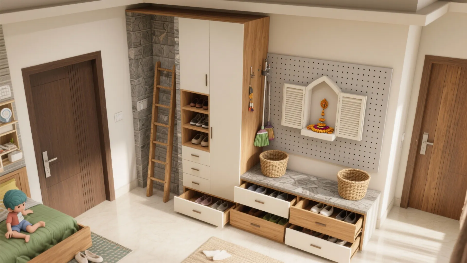 Storage-First Planning: Foyer, Utility, Kids, and Puja