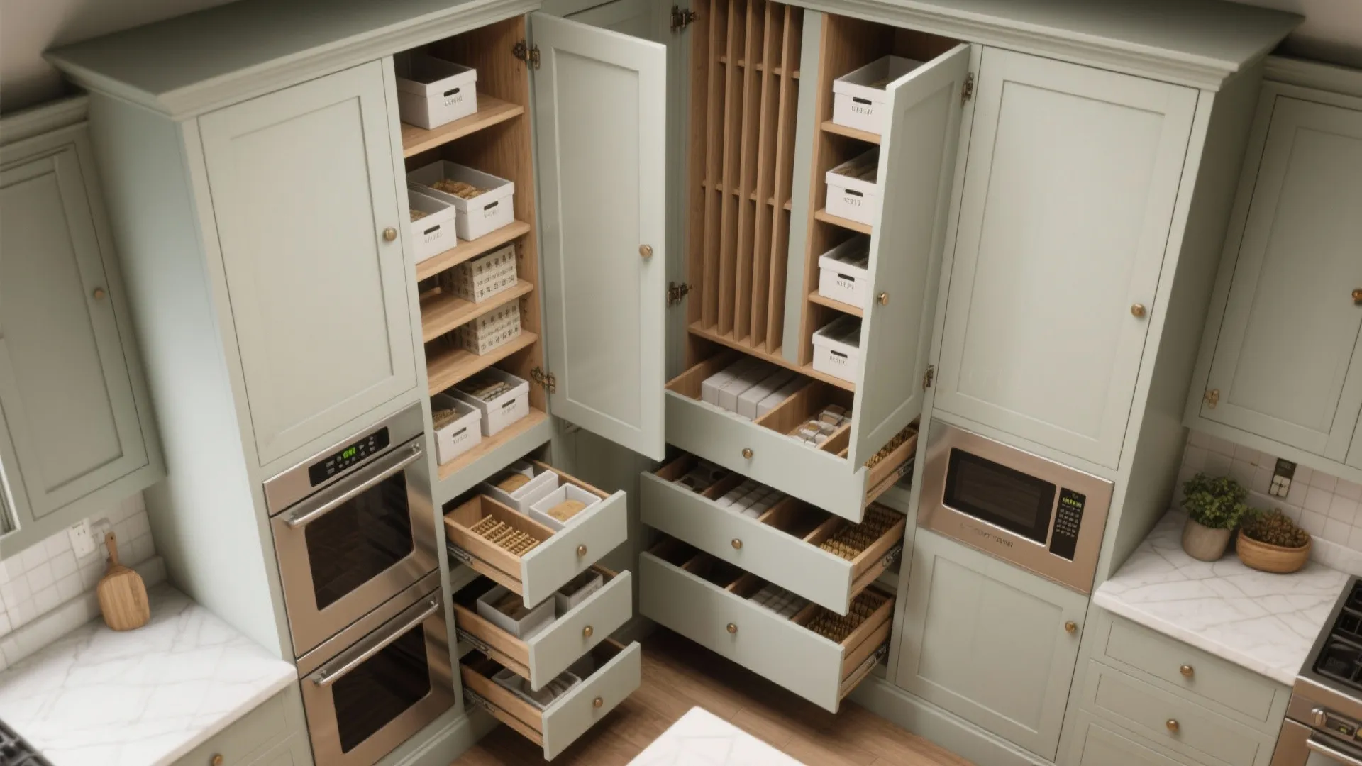 3. Maximize storage with tall units and pull-outs