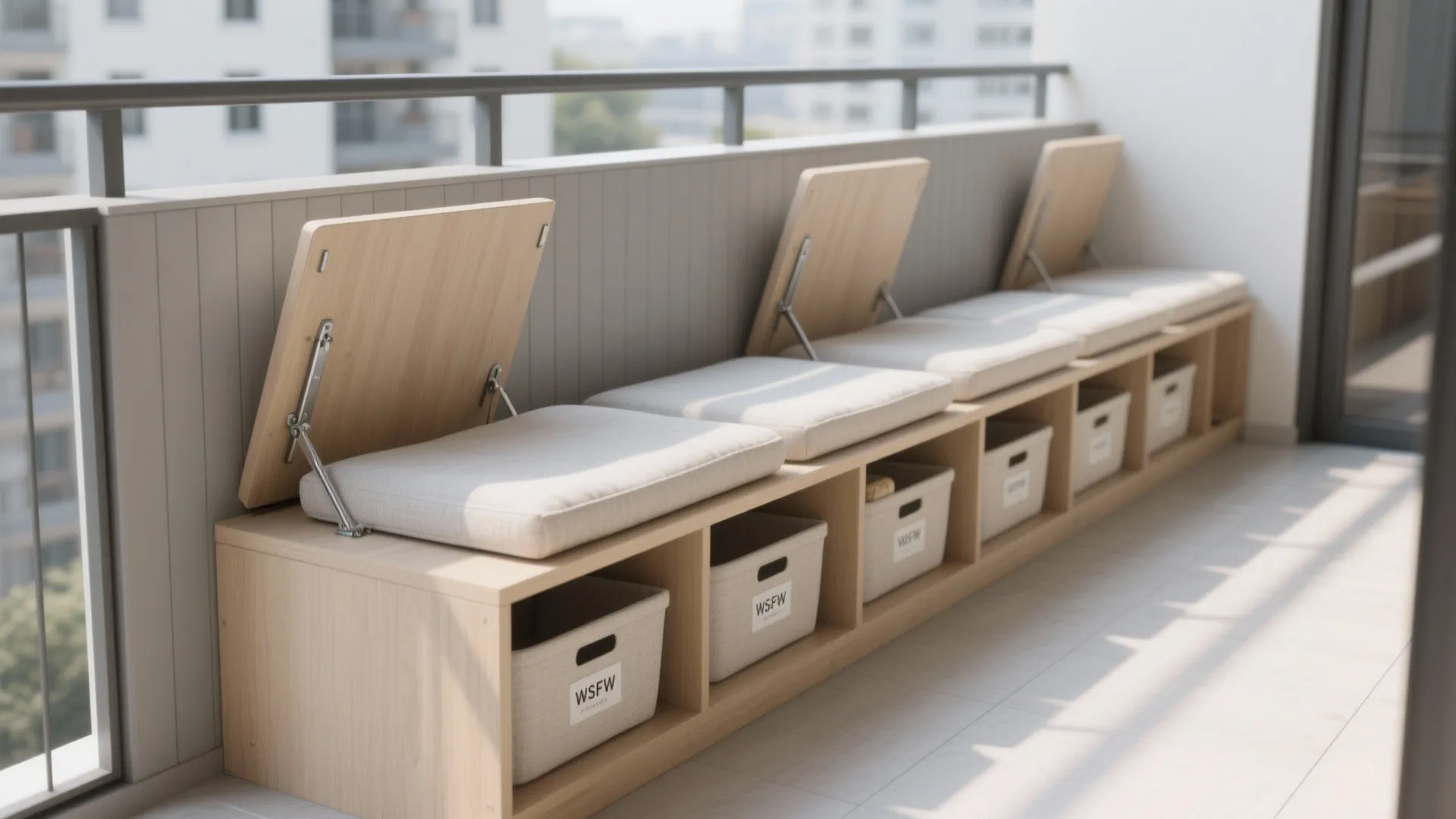 Minimalist Balcony Storage Seating