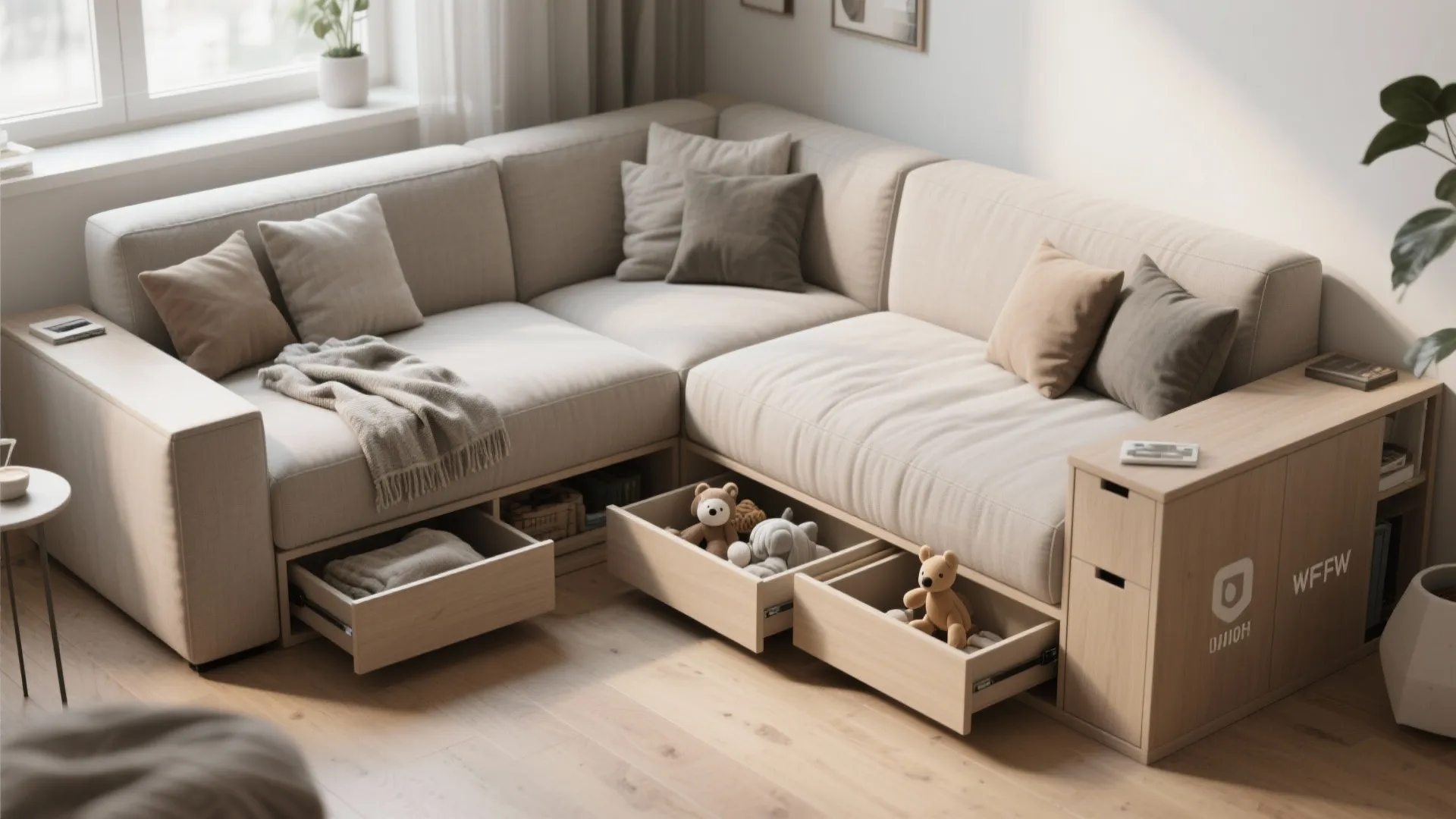 3. Sectional with Built-in Storage and Slim Profiles