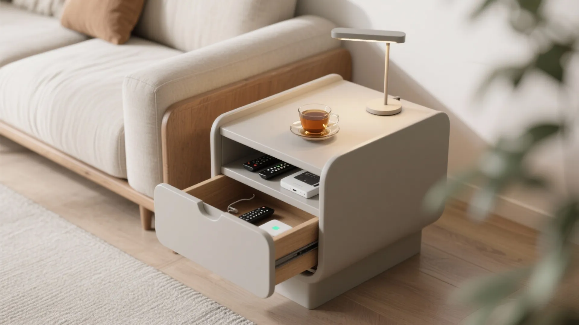 5) Compact Storage Side Table with Hidden Shelf