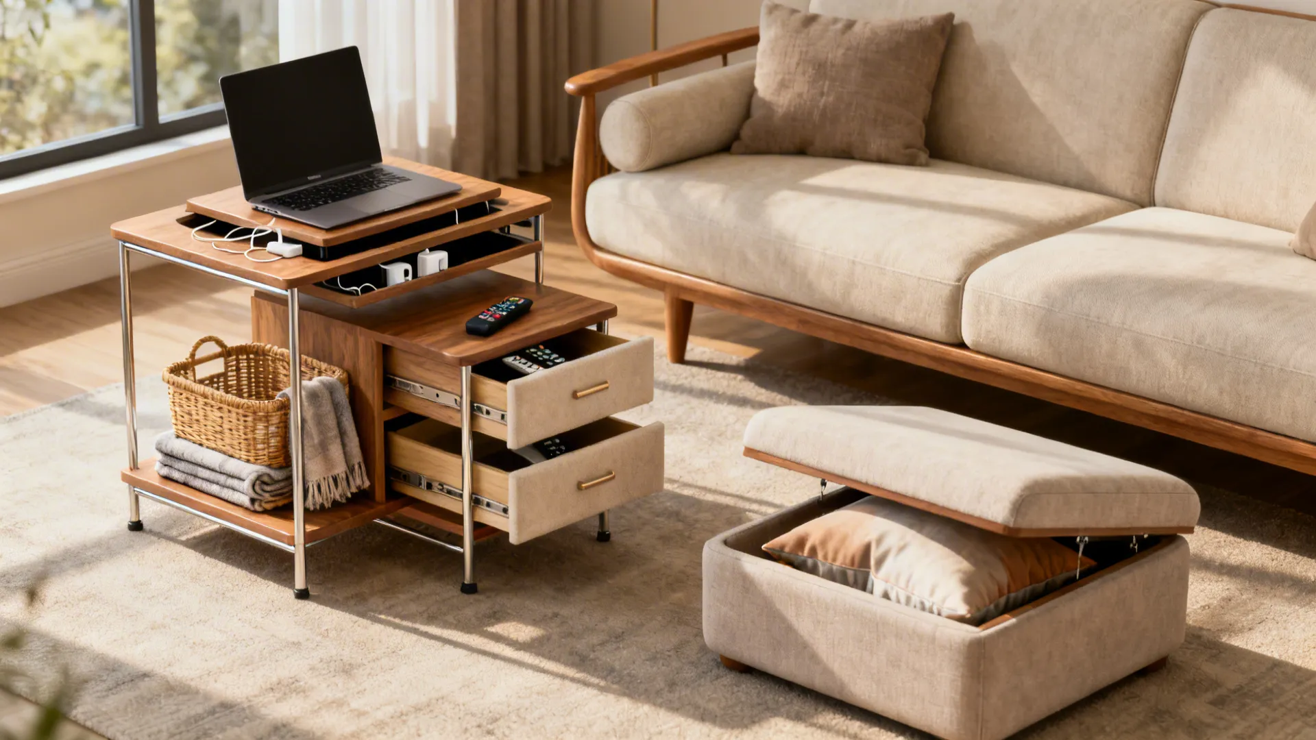 5 Side Table Ideas with Storage for Small Living Rooms