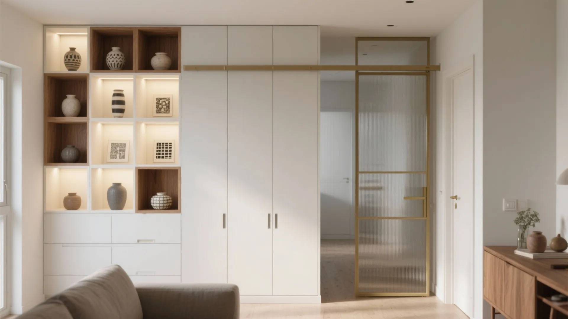 Built-in Storage Walls and Sliding Doors