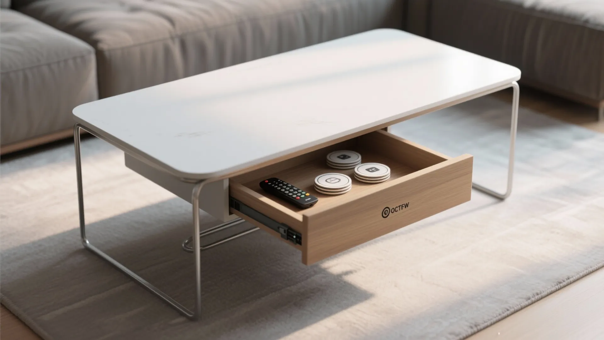 3. Slim Table with Built-In Storage
