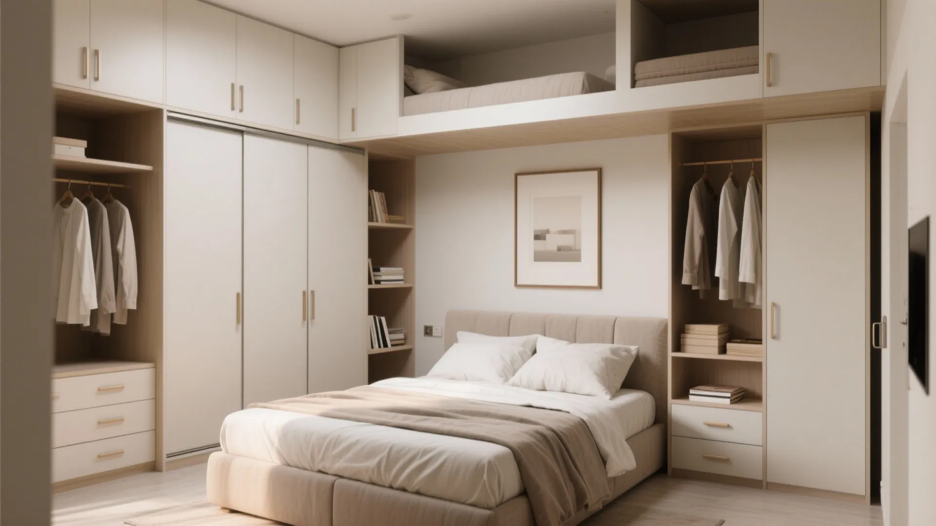 Storage-smart bedrooms with built-ins and calm palettes