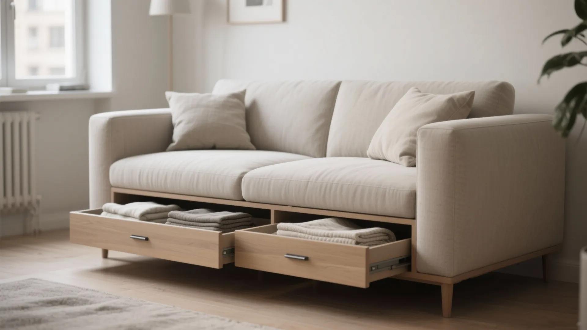 1. Minimalist Sofa with Hidden Storage
