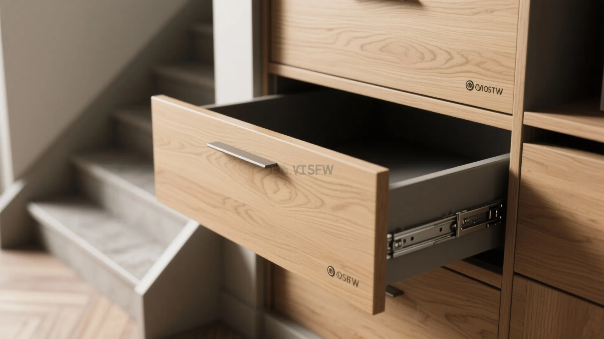 2. Built-in storage stairs (drawers and cupboards)