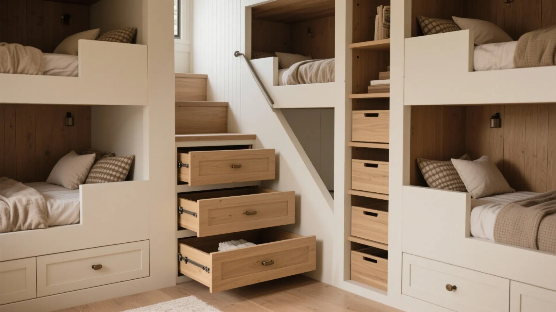 5. Built-In Bunks With Storage Stairs