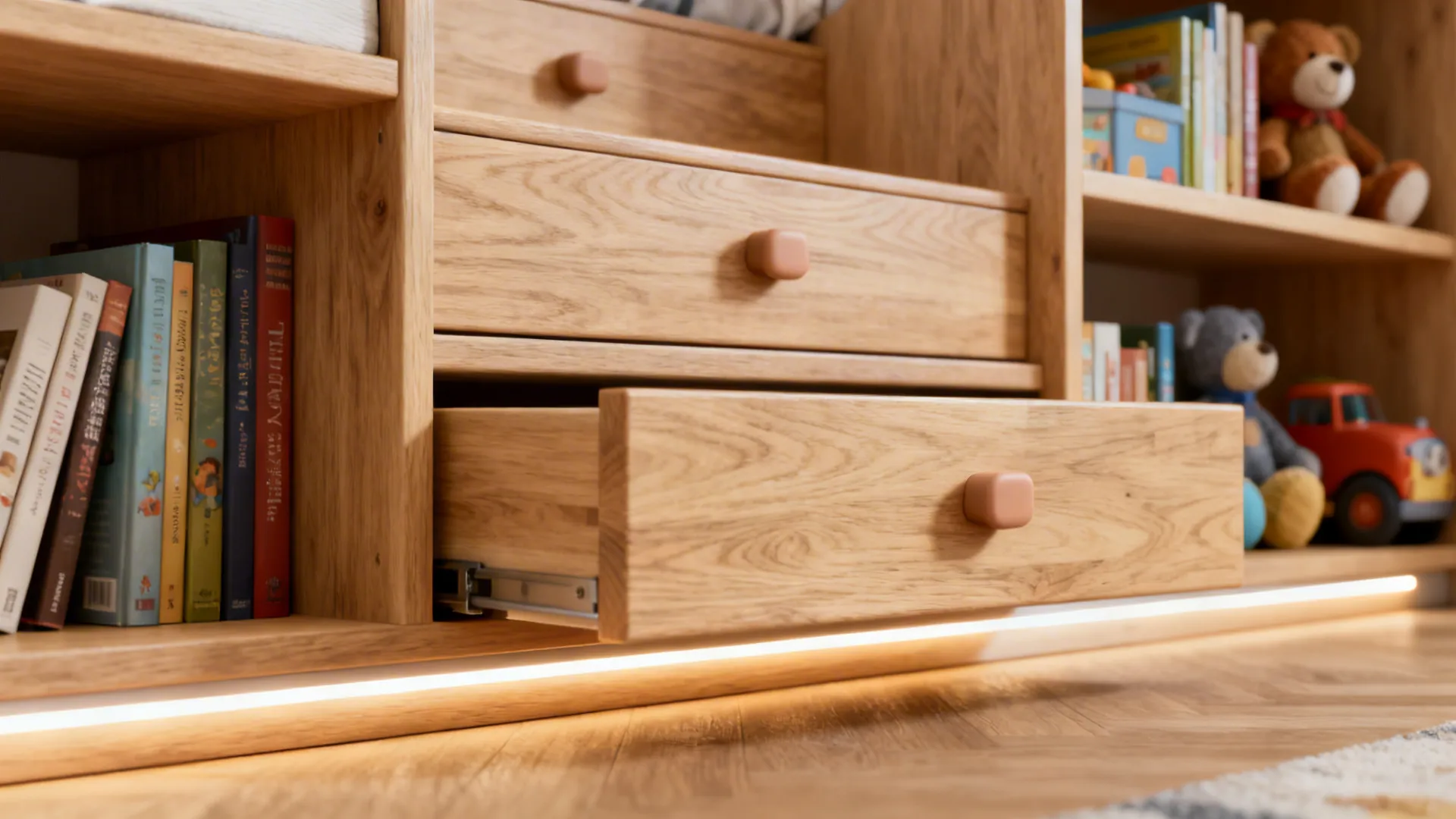 2. Built-In Bunks with Storage Steps