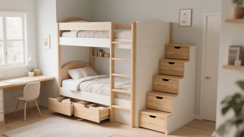 Smart Bunk Bed Bedroom with Storage Stairs
