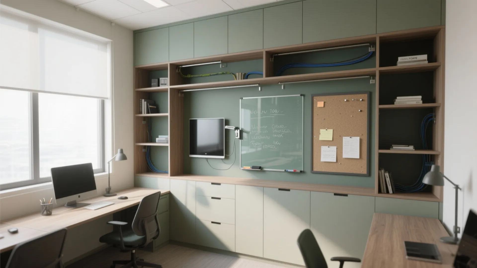 5) Storage Walls, Integrated Tech, and Writable Surfaces