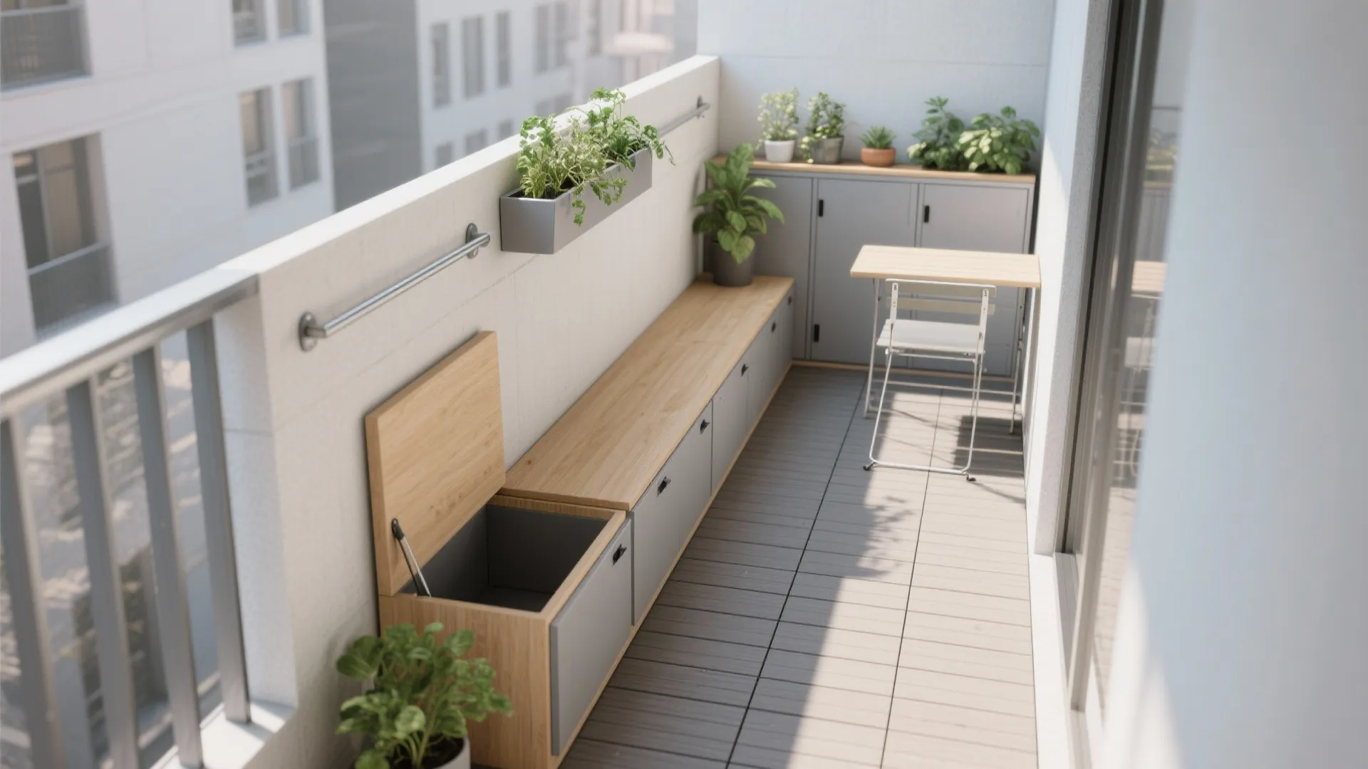 Minimalist Balcony Storage That Disappears