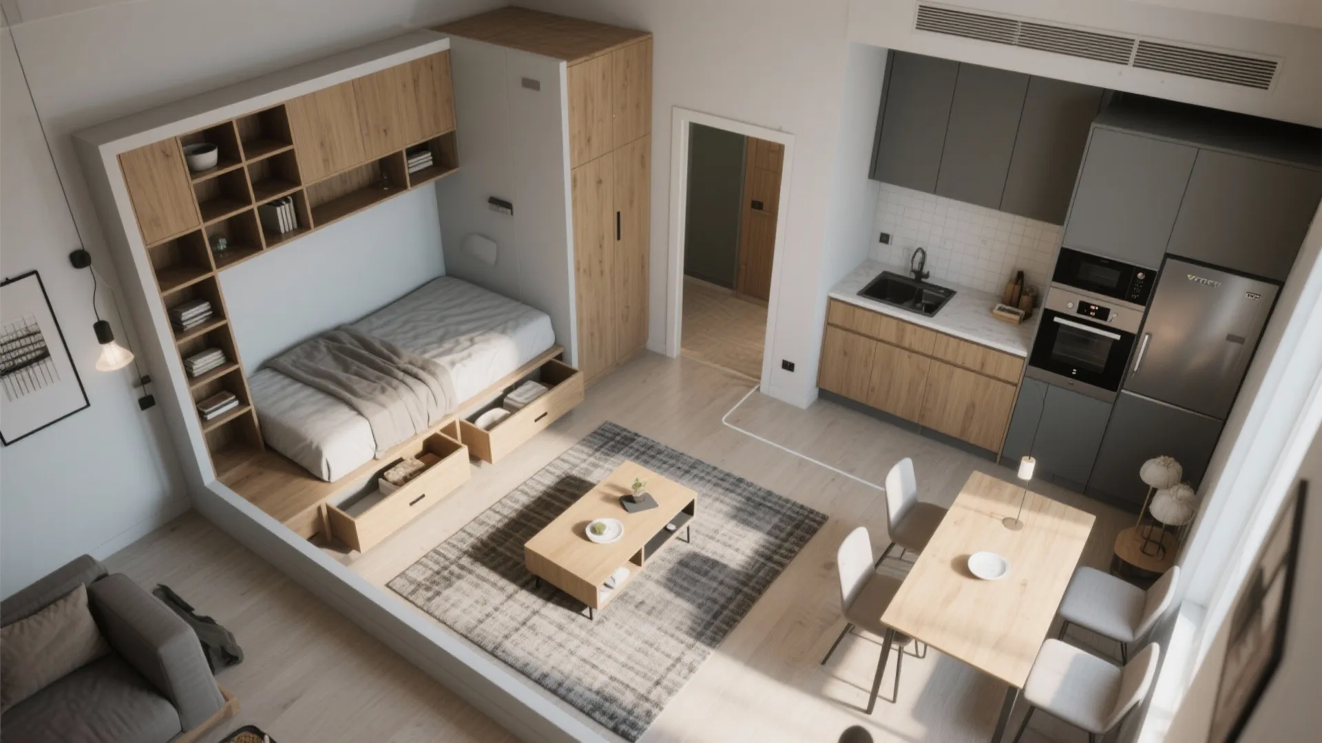 3. Disappearing storage and multifunction furniture