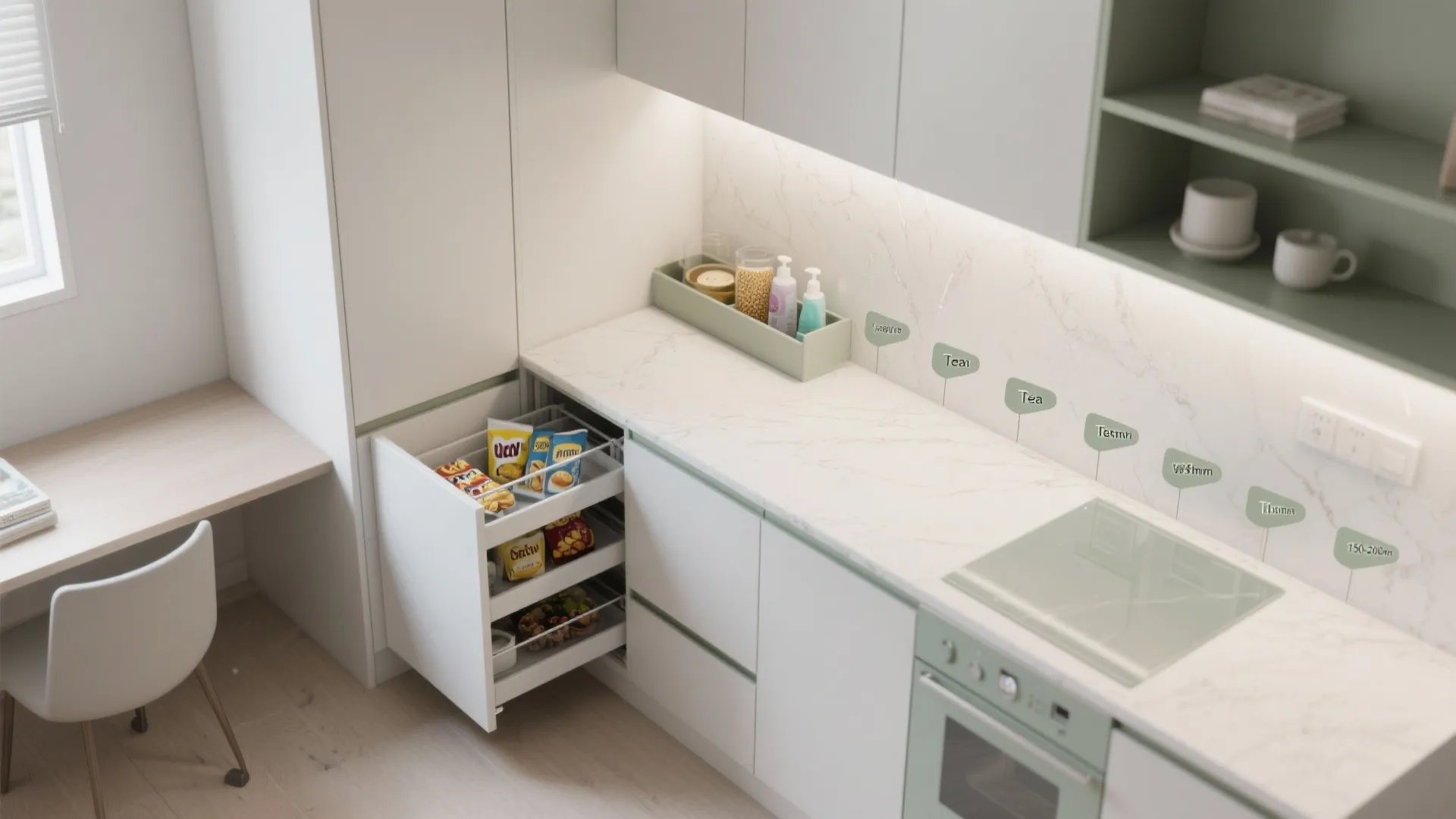 Minimalist kitchen storage that actually fits