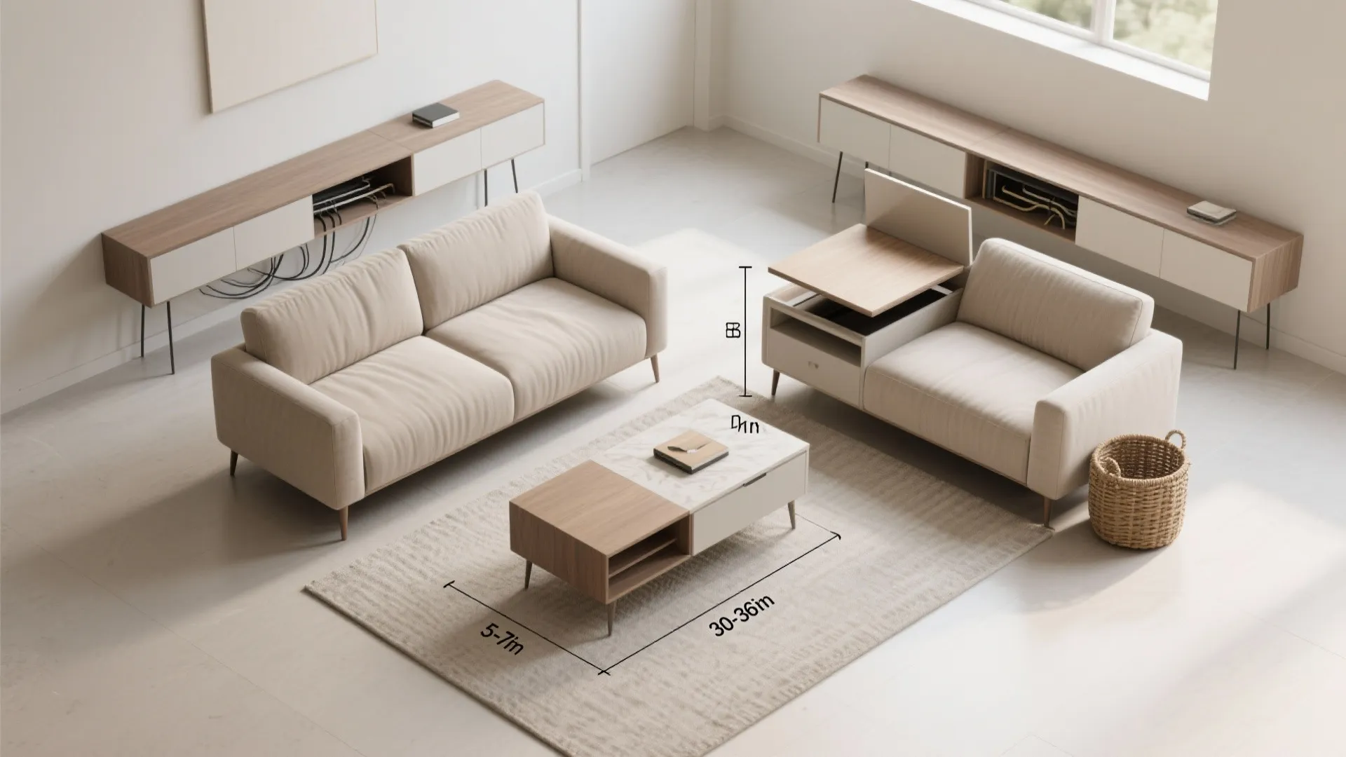 Storage-Savvy Coffee Tables and Raised Legs