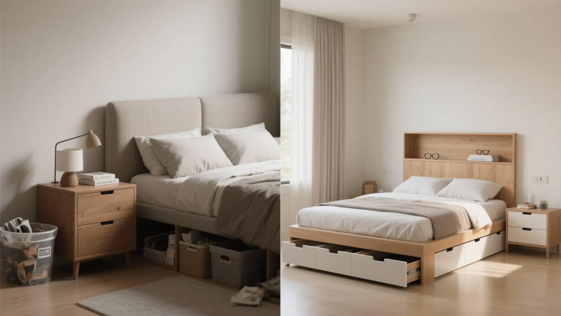 Storage-smart headboard and under-bed solutions