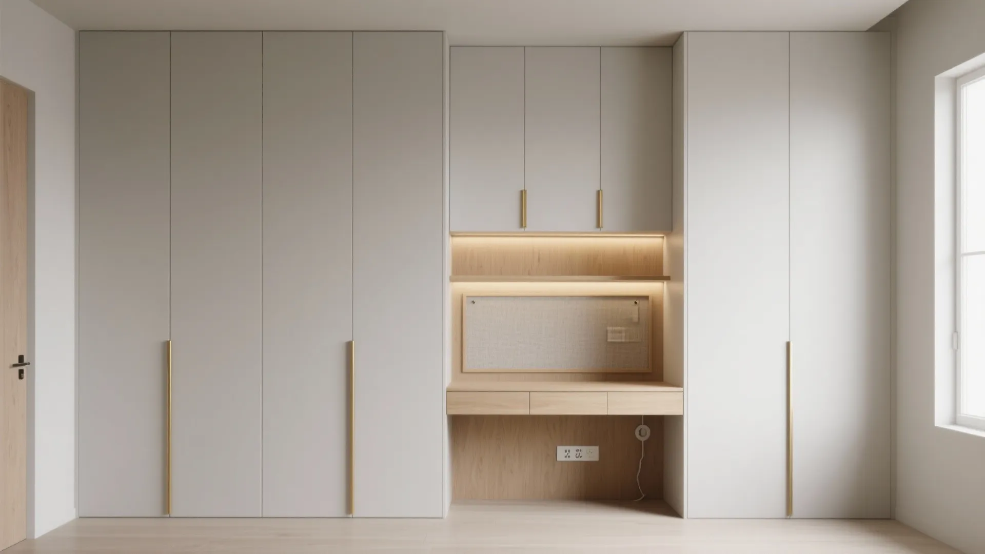 Minimalist storage wall with hidden depth