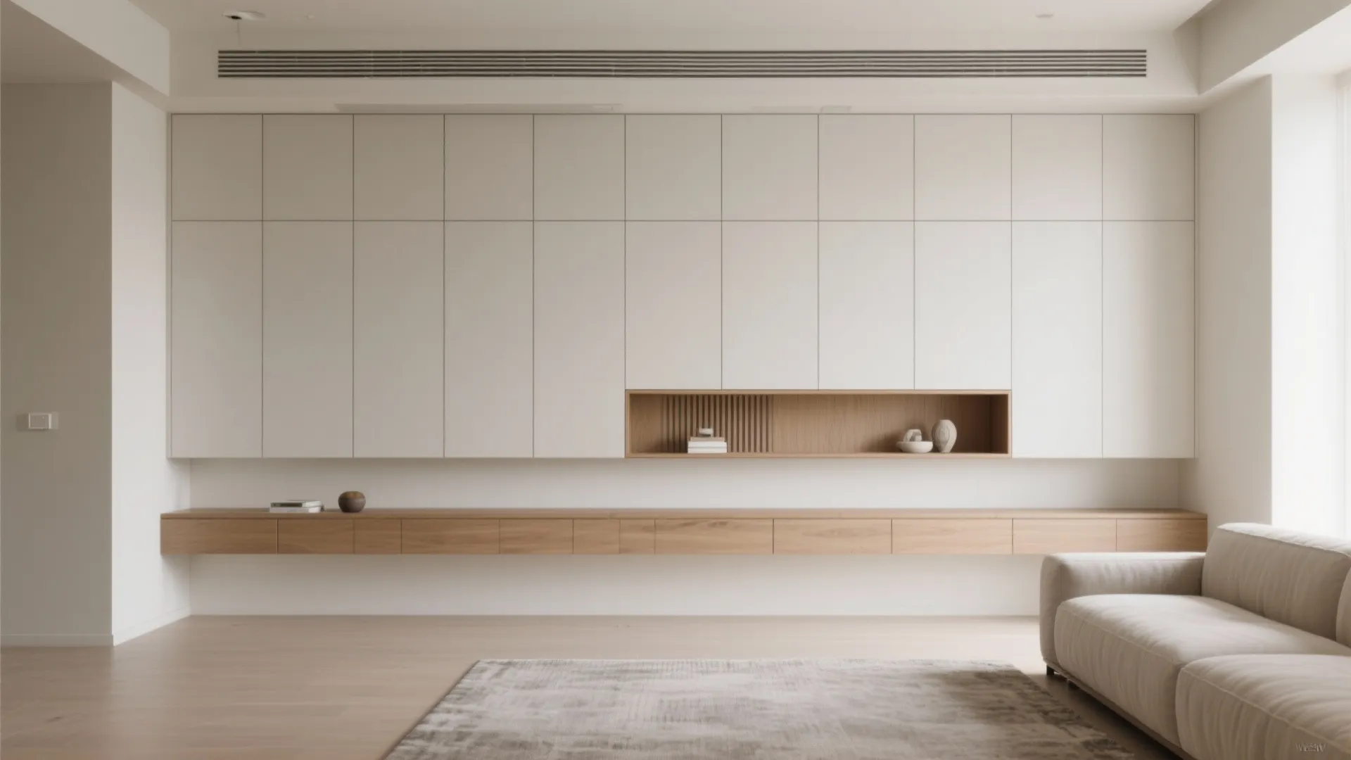 1) Minimalist Storage Walls That Disappear