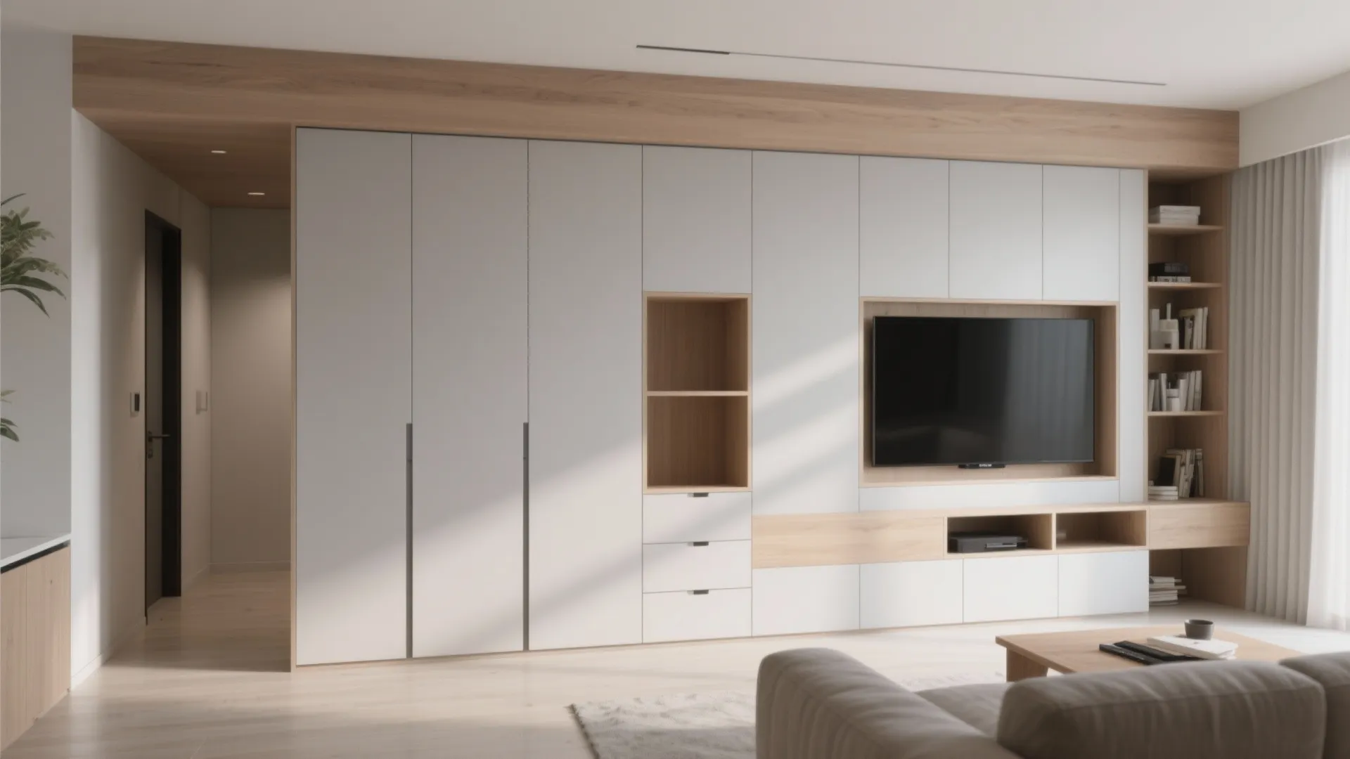 Minimalist Living Room Storage Wall