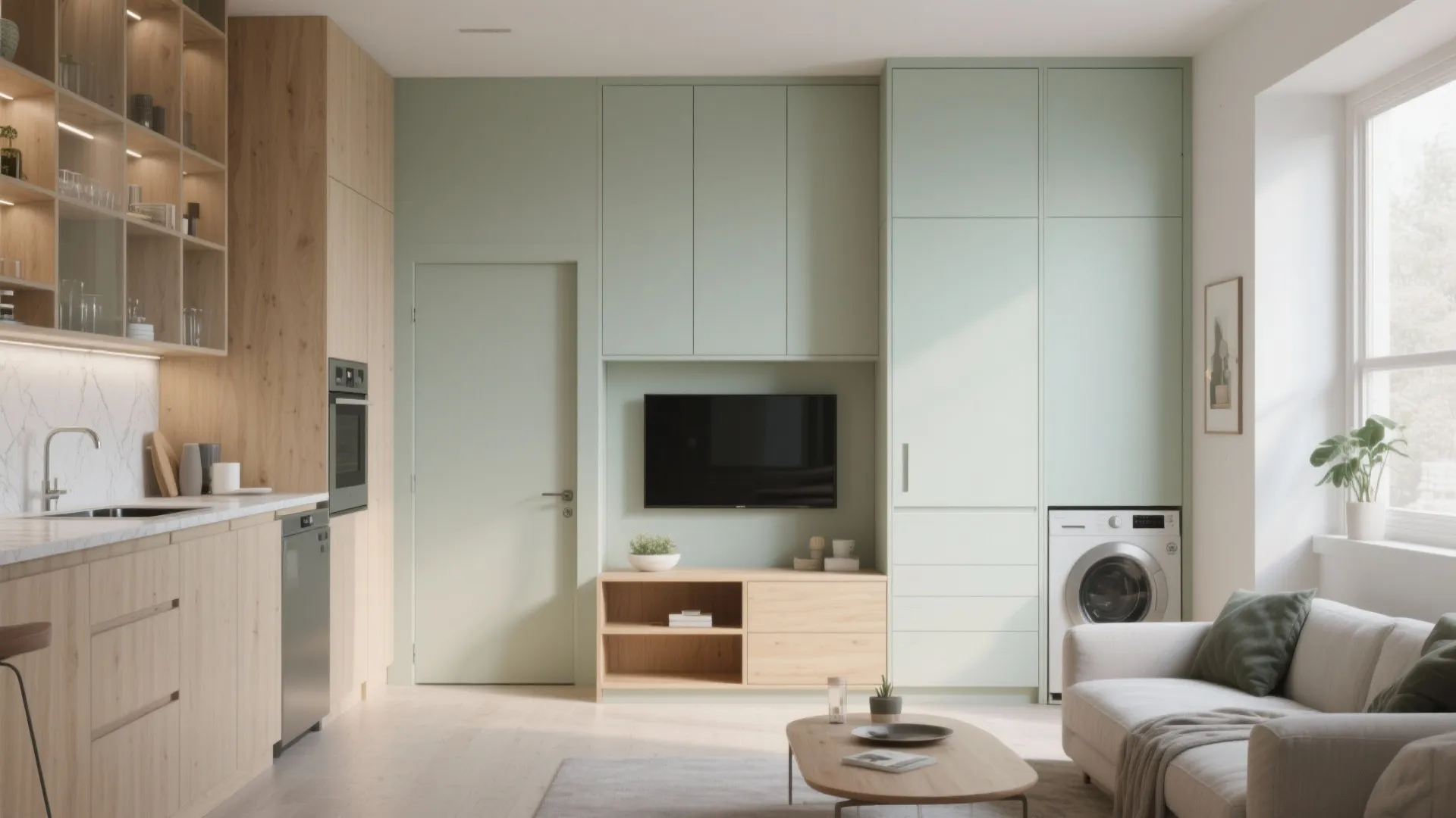 Seamless Storage Wall That Unites Kitchen and Living