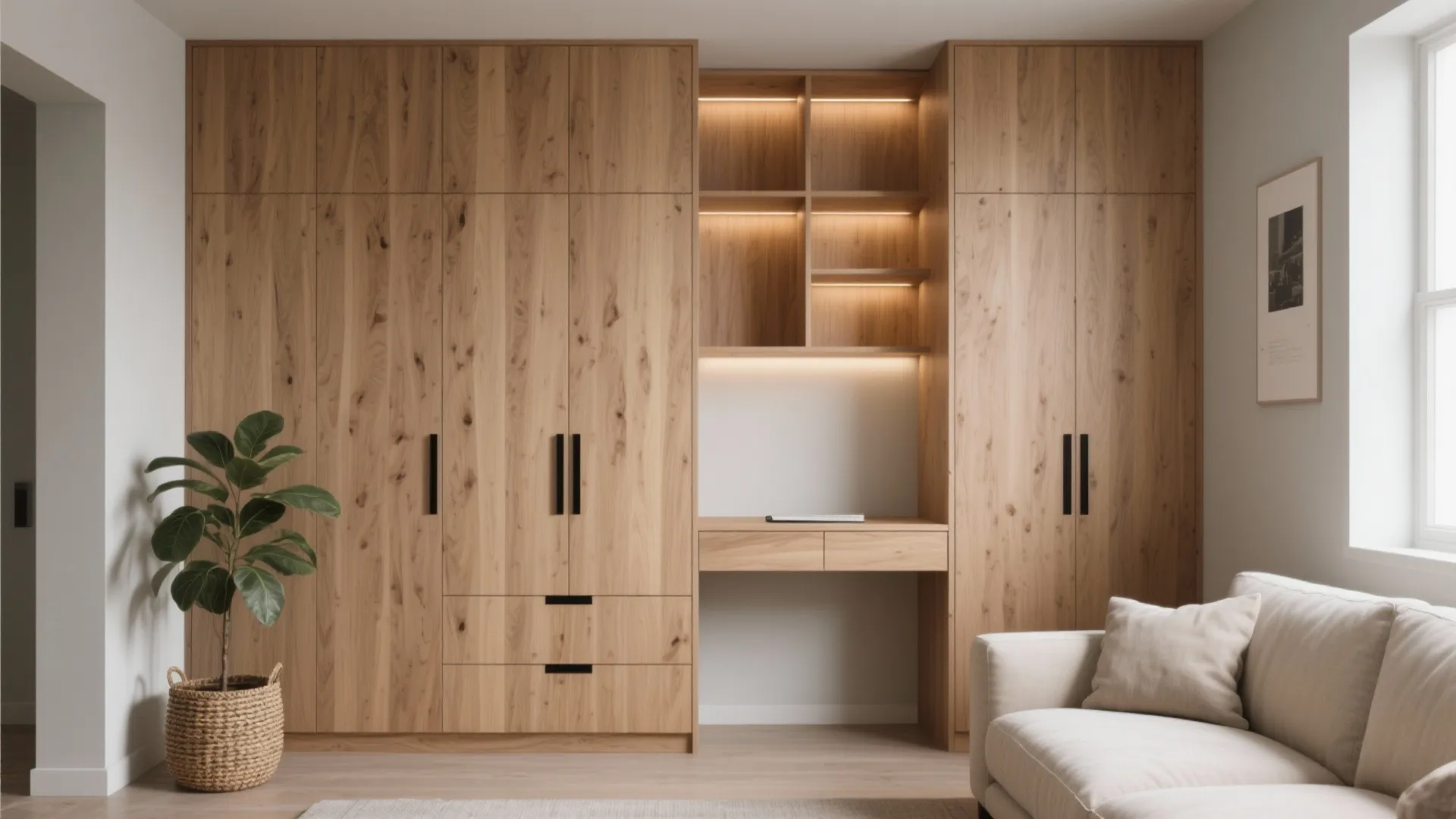 Minimalist storage walls that double as decor