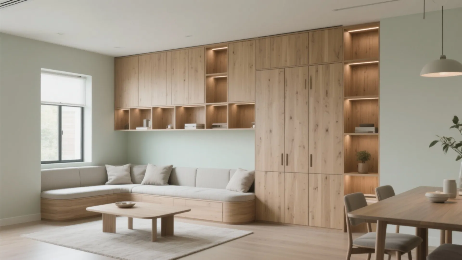 Built-in storage walls that feel light, not bulky