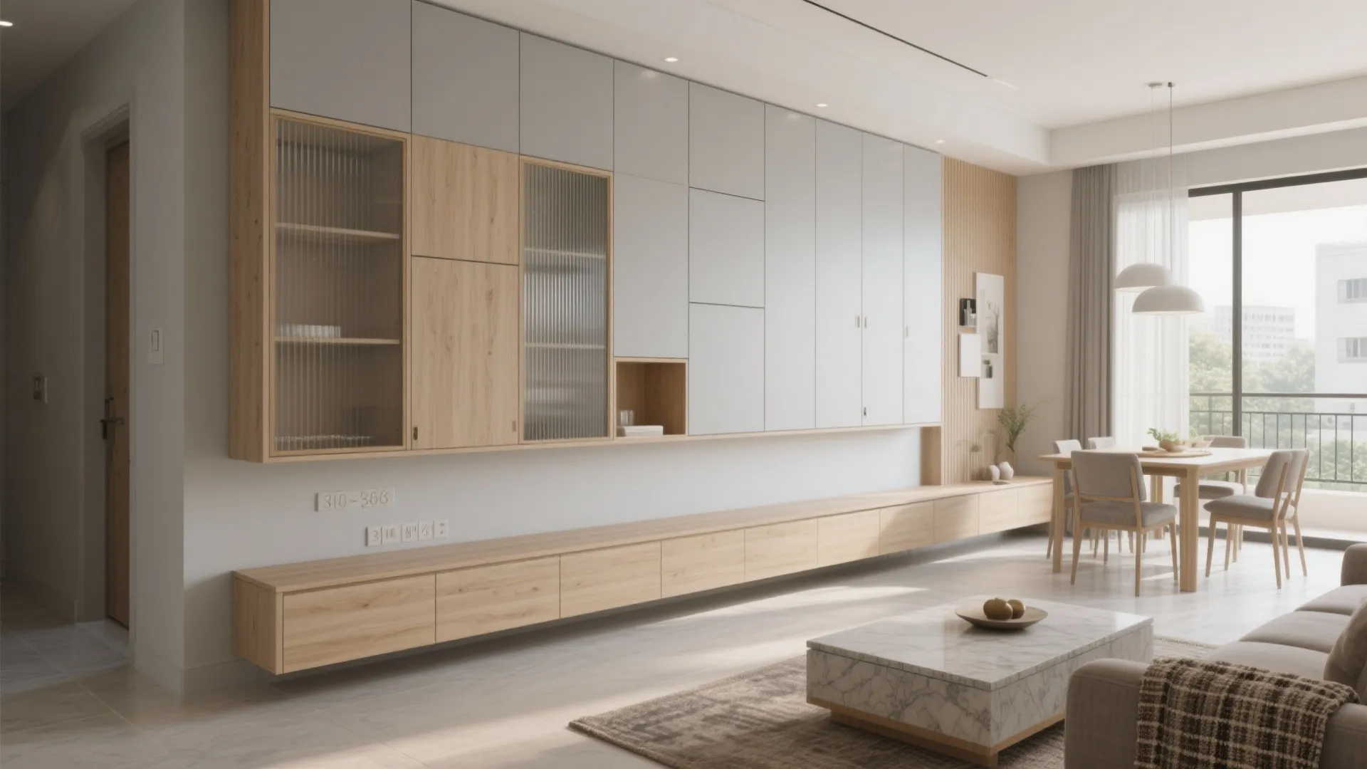 Minimalist Storage Walls That Quietly Zone the Living–Dining