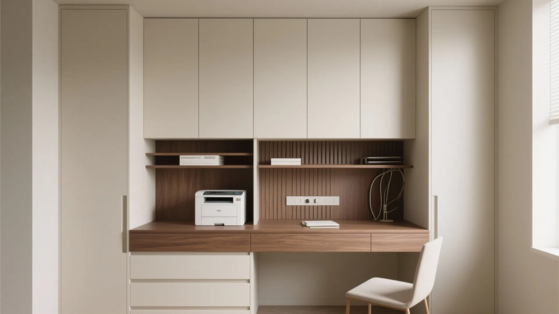 Minimalist Storage Wall for Clutter-Free Focus