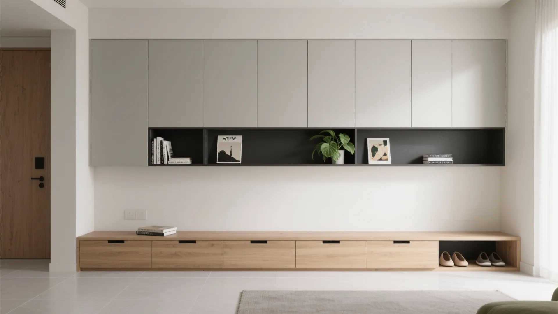 Minimalist Hall Storage Wall