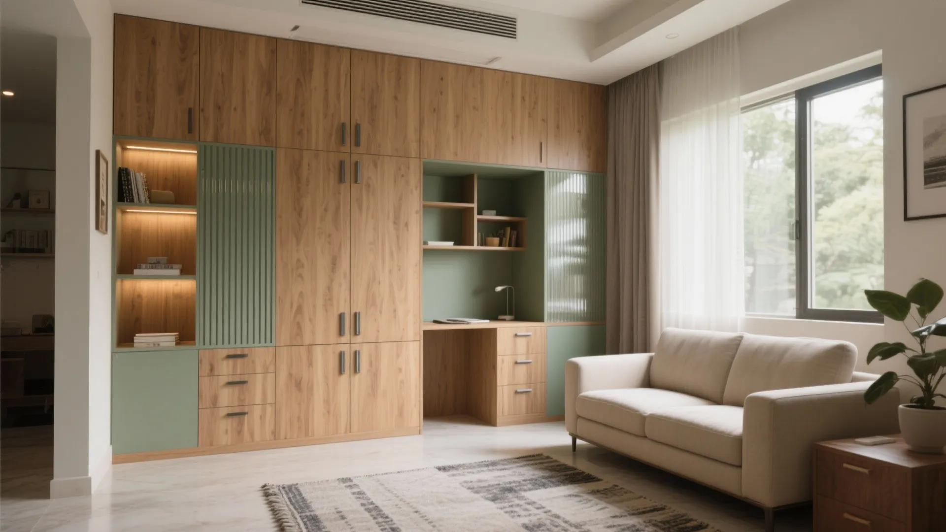 Storage Wall + Platform Beds With Hidden Drawers