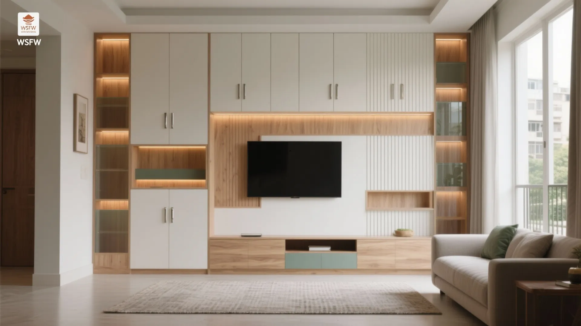 Minimalist Storage Wall That Doubles as a Living Focal Point