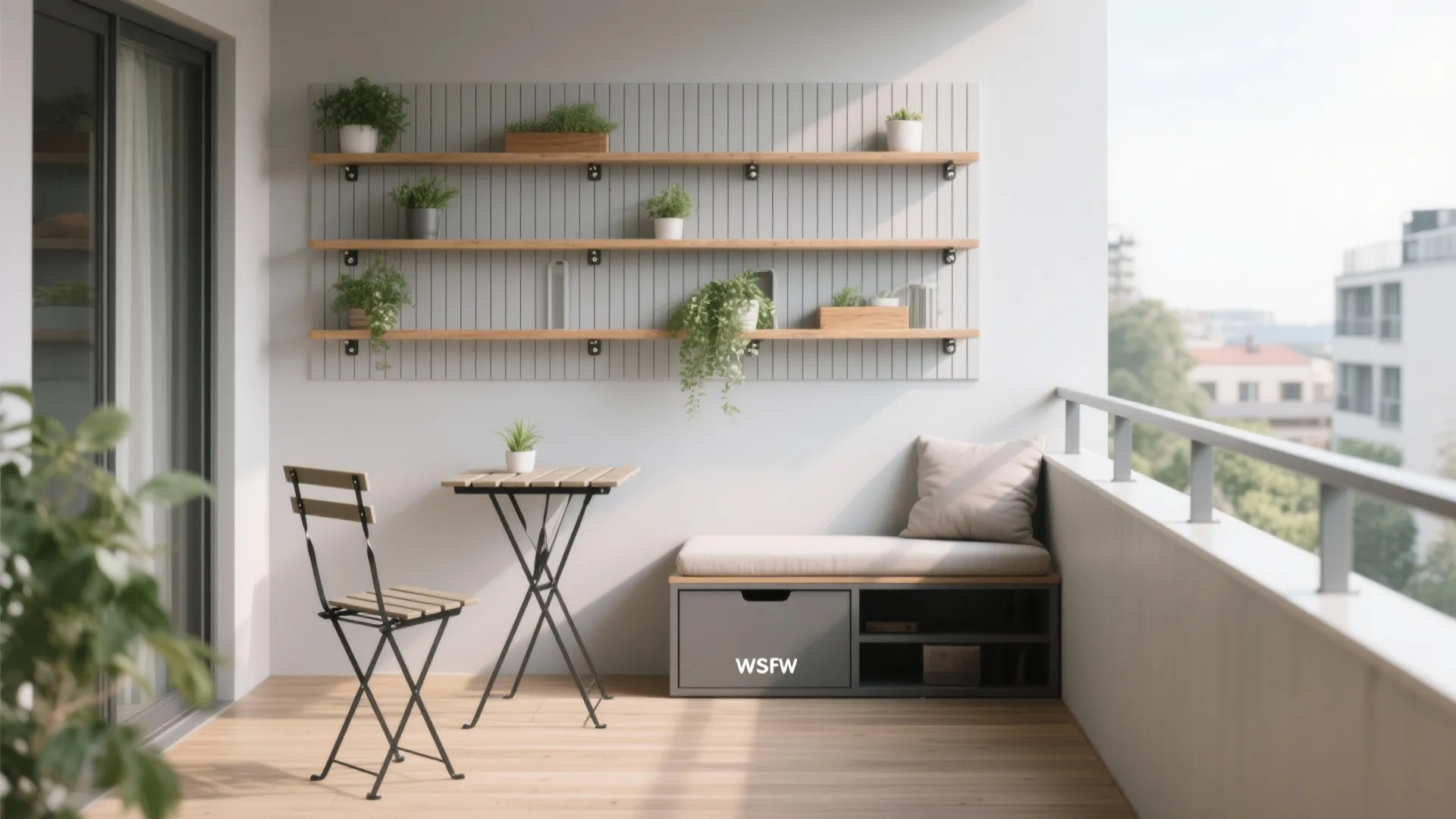 Minimalist Balcony Storage Wall