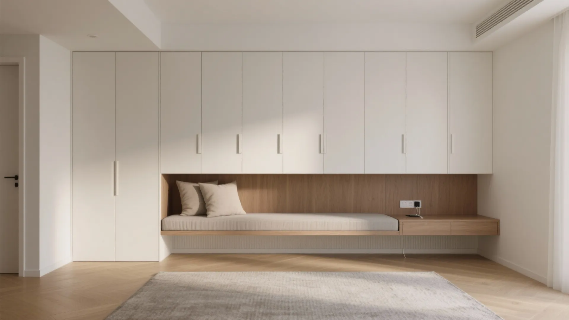 Minimalist storage wall for a clutter‑free hall