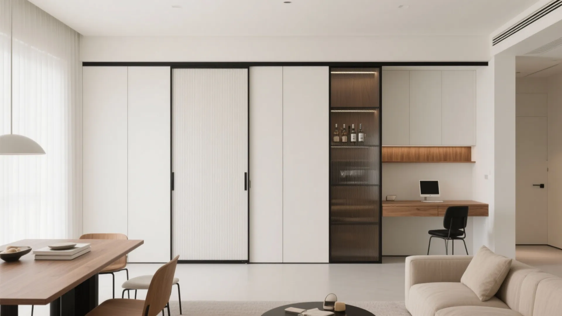 2) Minimalist Storage Wall with Sliding Doors