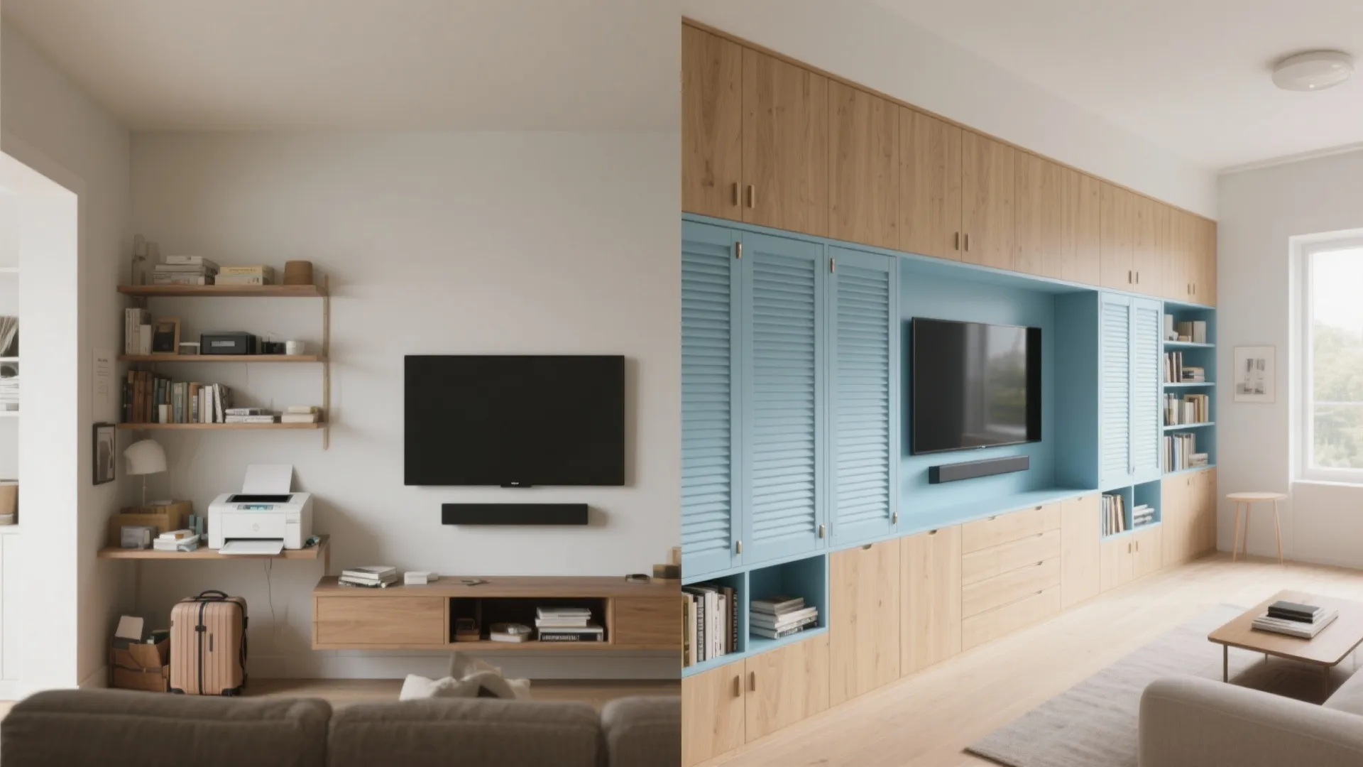 Built-in storage walls that double as decor
