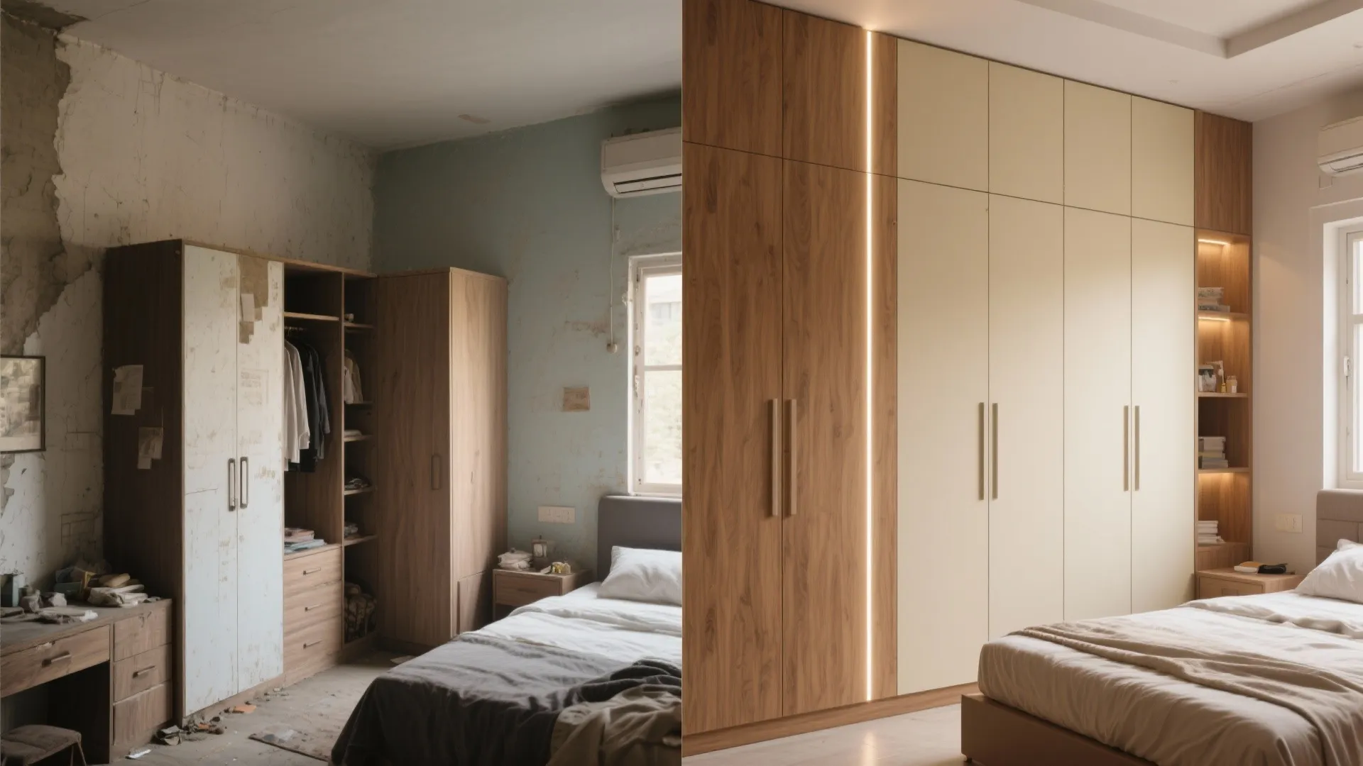 Floor-to-ceiling storage wall that disappears