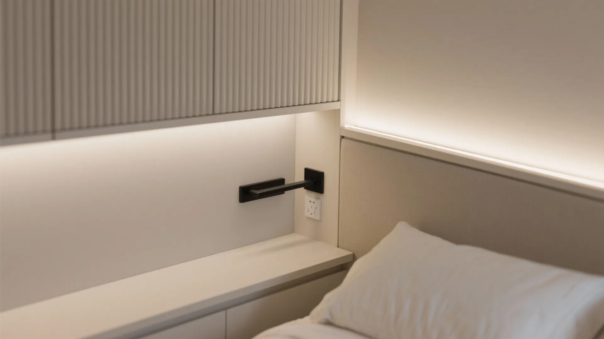 Bedroom Storage Walls With Calm Colors