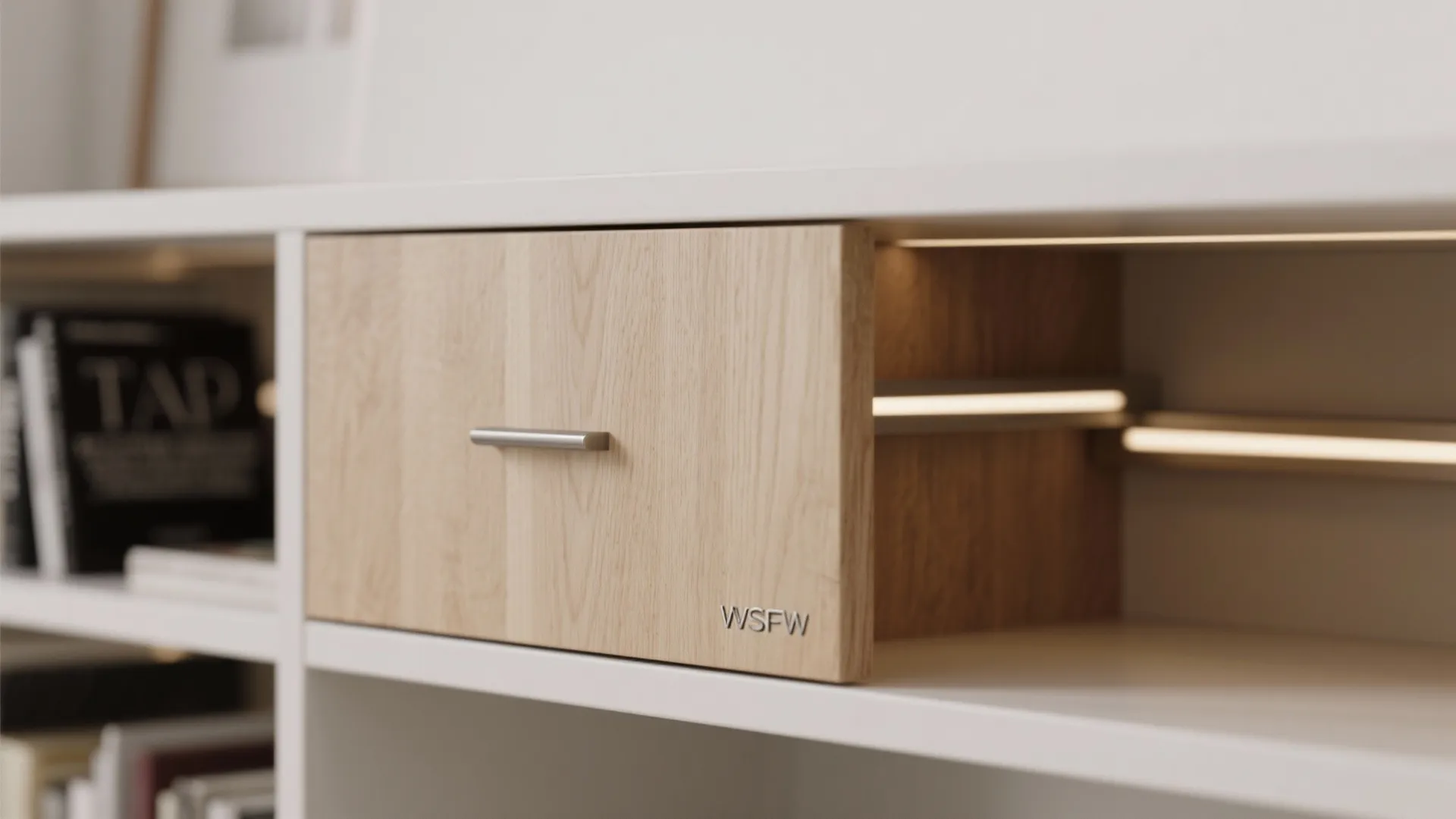 1) Minimalist Storage Wall That Doubles as Decor